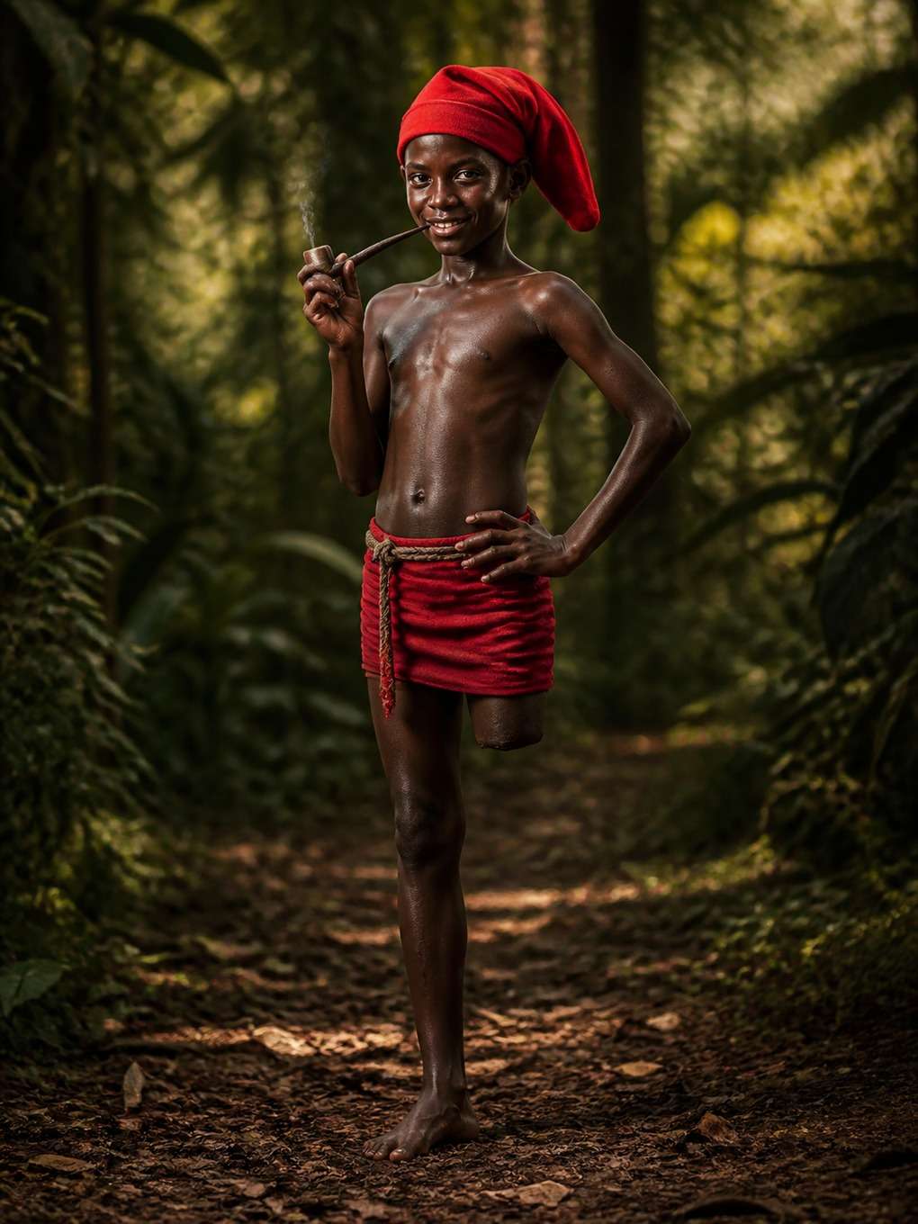 saci-pererê em retrato folclórico premium - exemplo de saci-pererê com