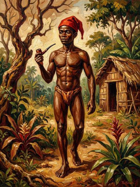 saci-pererê estilo pintura brasileira - exemplo de saci-pererê com