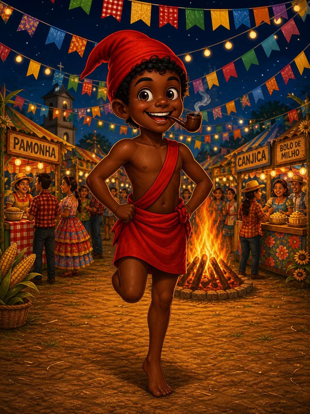 saci-pererê em festa junina - exemplo de saci-pererê com