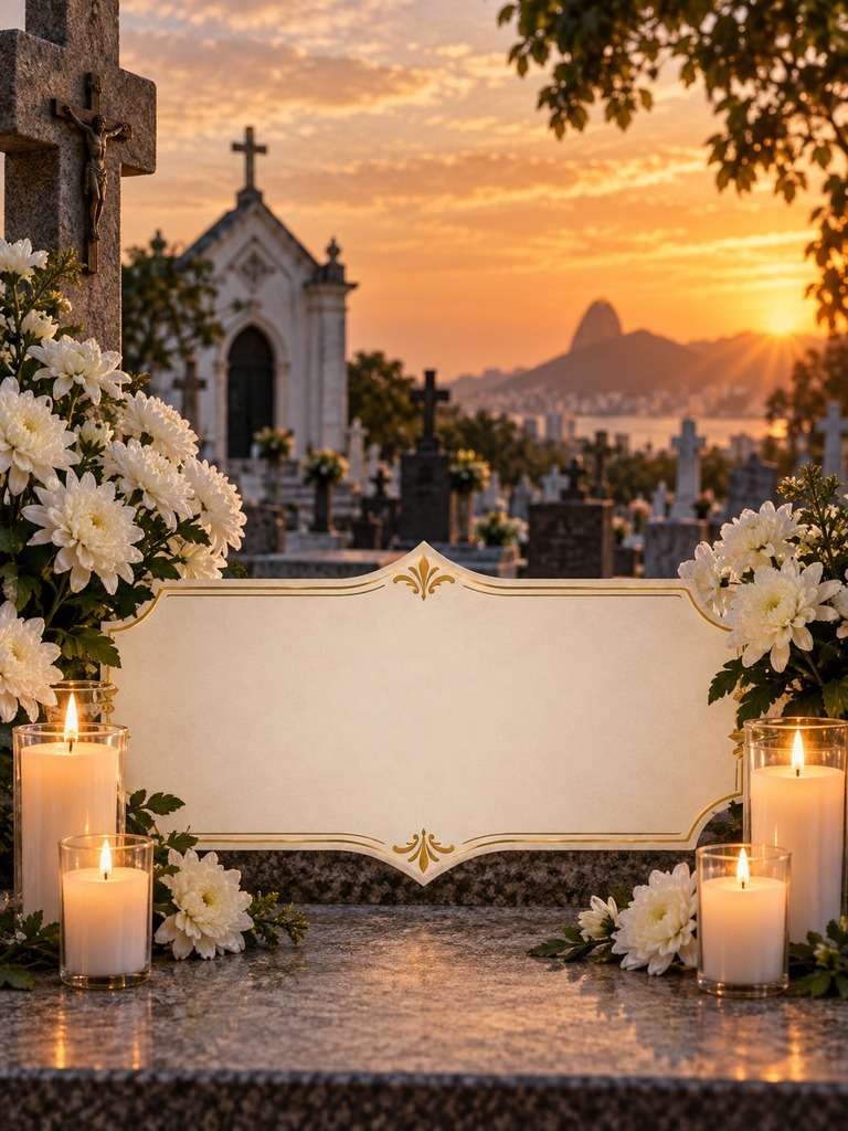 Cartão de Finados com faixa para mensagem gerado com IA