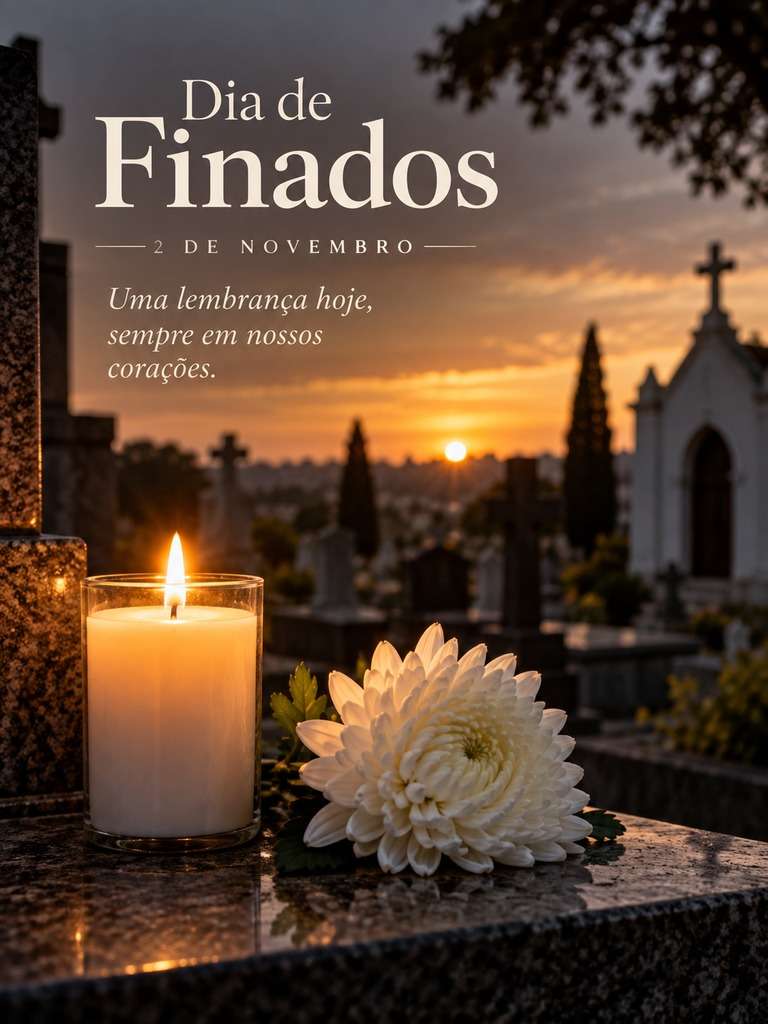 Cartão de Finados com uma vela gerado com IA