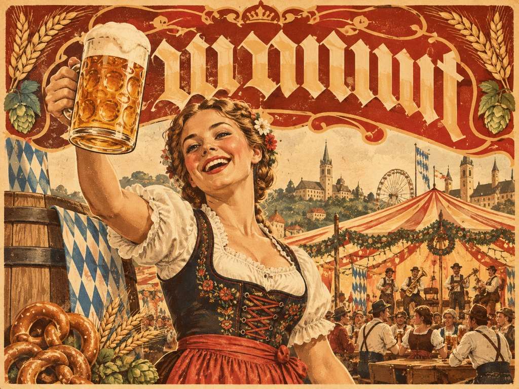 Cartaz vintage de Oktoberfest gerado por IA