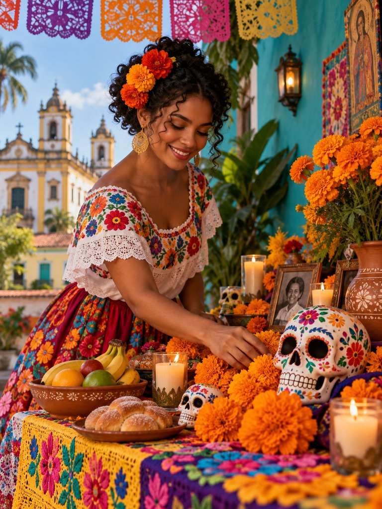 Arte de revista do Dia dos Mortos gerada com IA