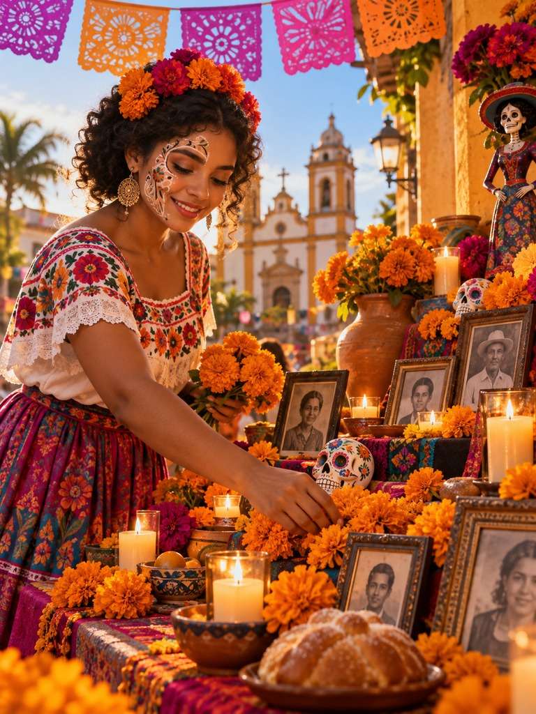 Ofrenda do Dia dos Mortos gerada com IA