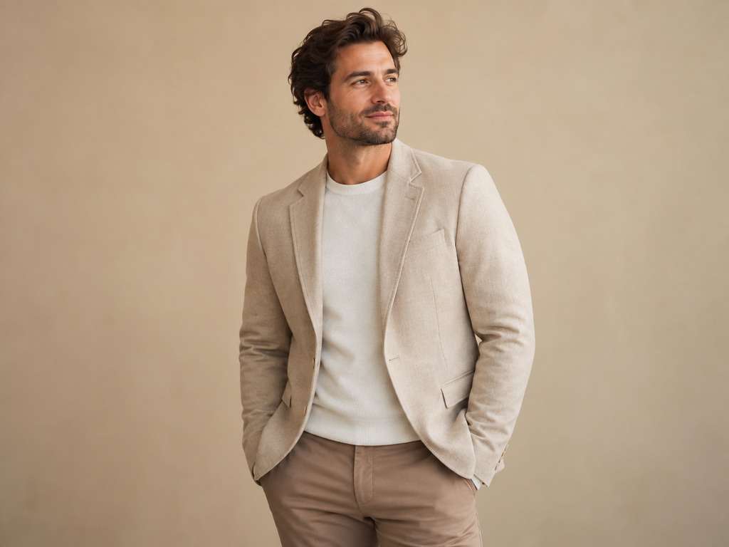 Ensaio masculino com blazer gerado com IA