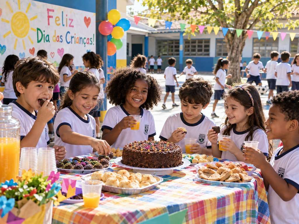 Festa escolar do Dia das Crianças gerada com IA
