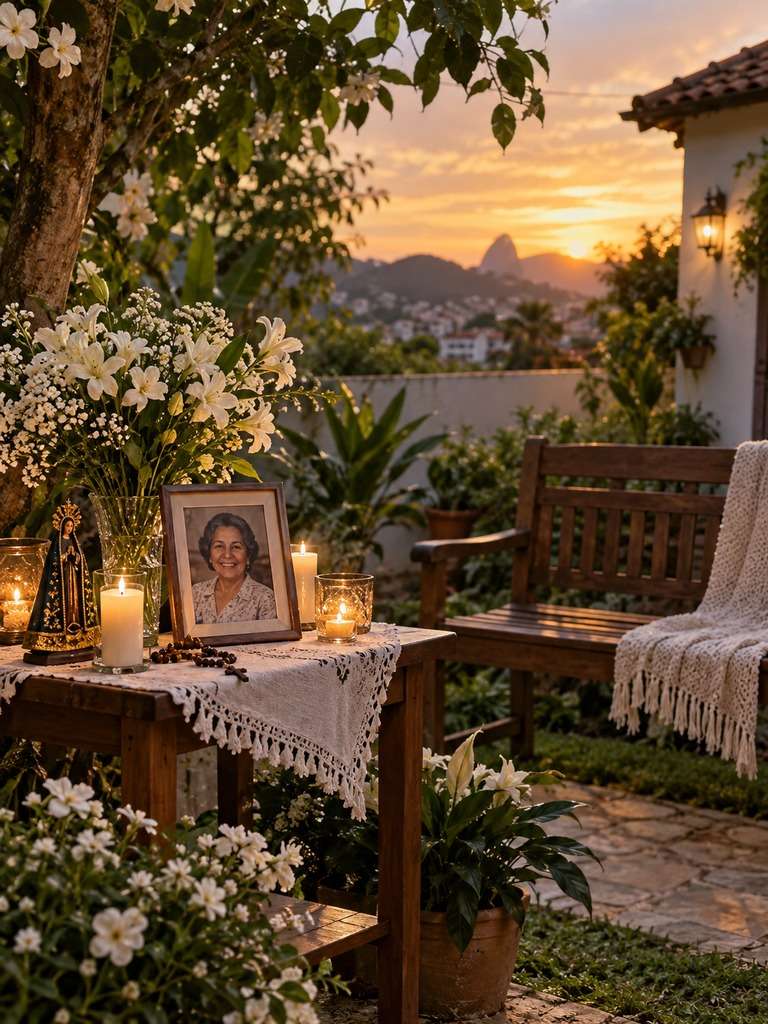 Jardim sereno de homenagem gerado com IA