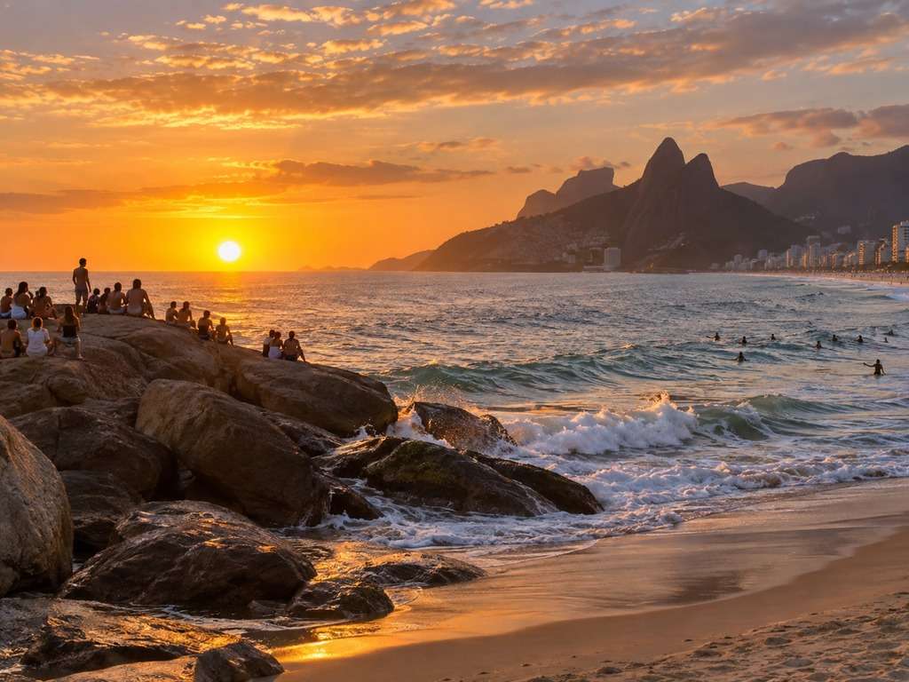 Foto na Pedra do Arpoador gerada com IA