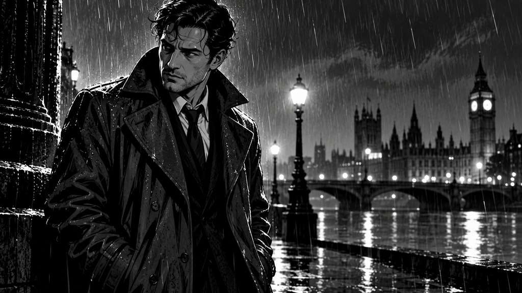 Foto transformada em HQ noir com IA