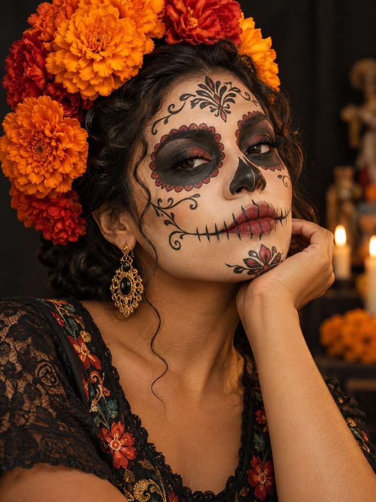 Catrina para Reels noturno gerada com IA