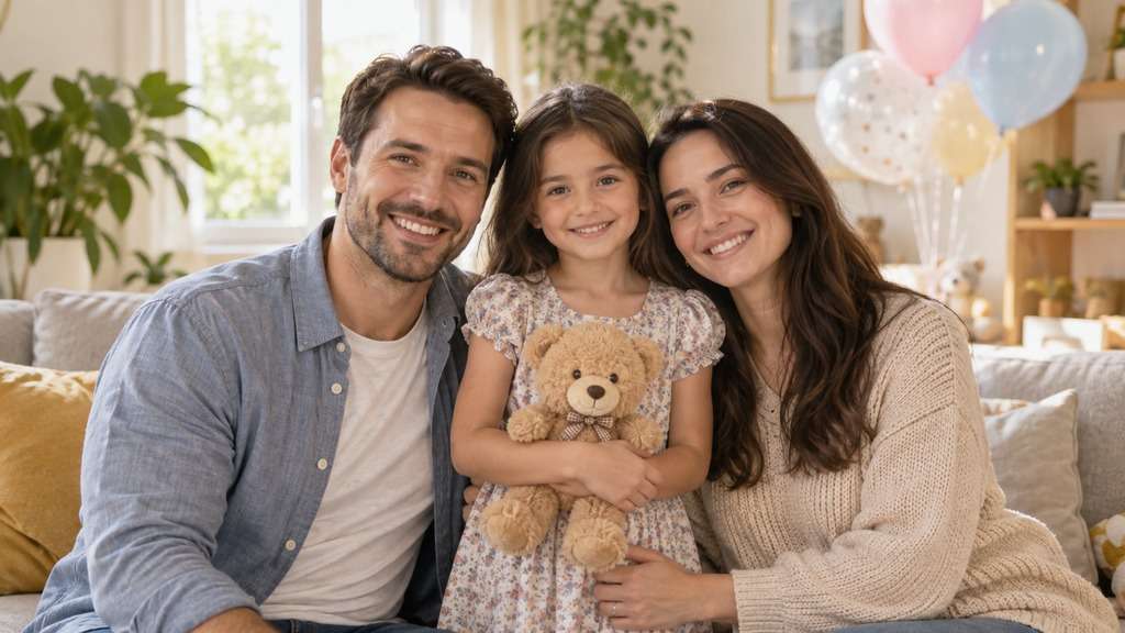 Versão criança ao lado dos pais gerada com IA