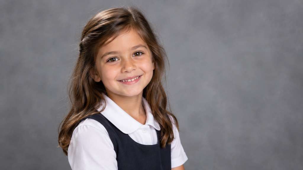 Versão criança em retrato escolar gerada com IA