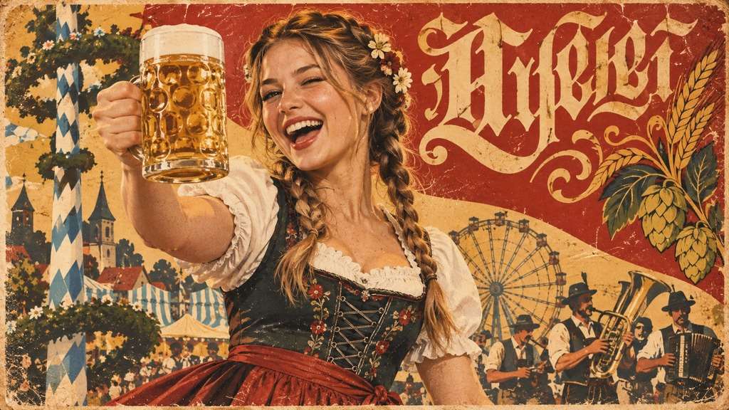Foto transformada em cartaz vintage de Oktoberfest