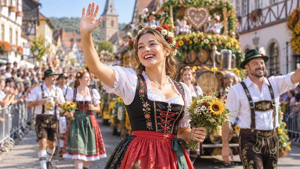 Foto transformada em look de desfile de Oktoberfest