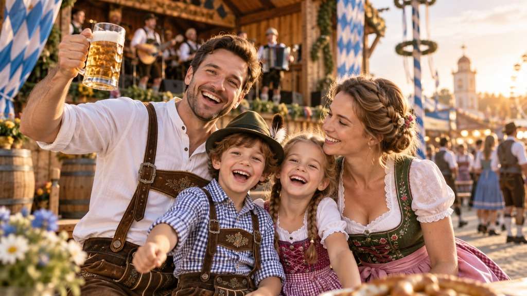 Foto de família transformada em retrato de Oktoberfest