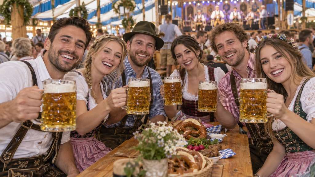 Foto de grupo transformada em amigos na Oktoberfest