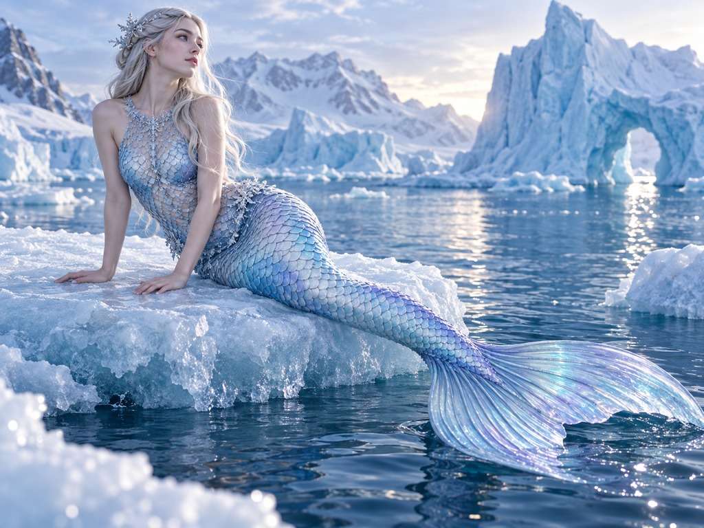 Sereia de gelo gerada com IA
