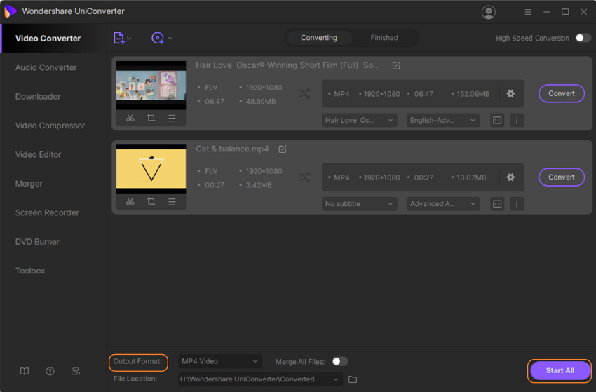 Convertir le FLV en MP4