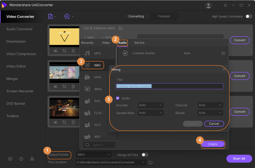 Select Output Format as WAV