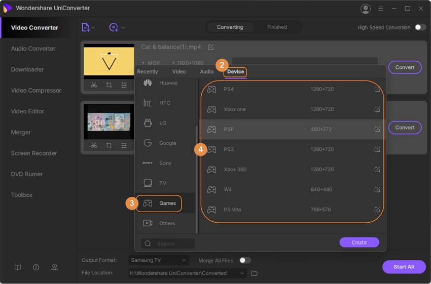 select psp as output format