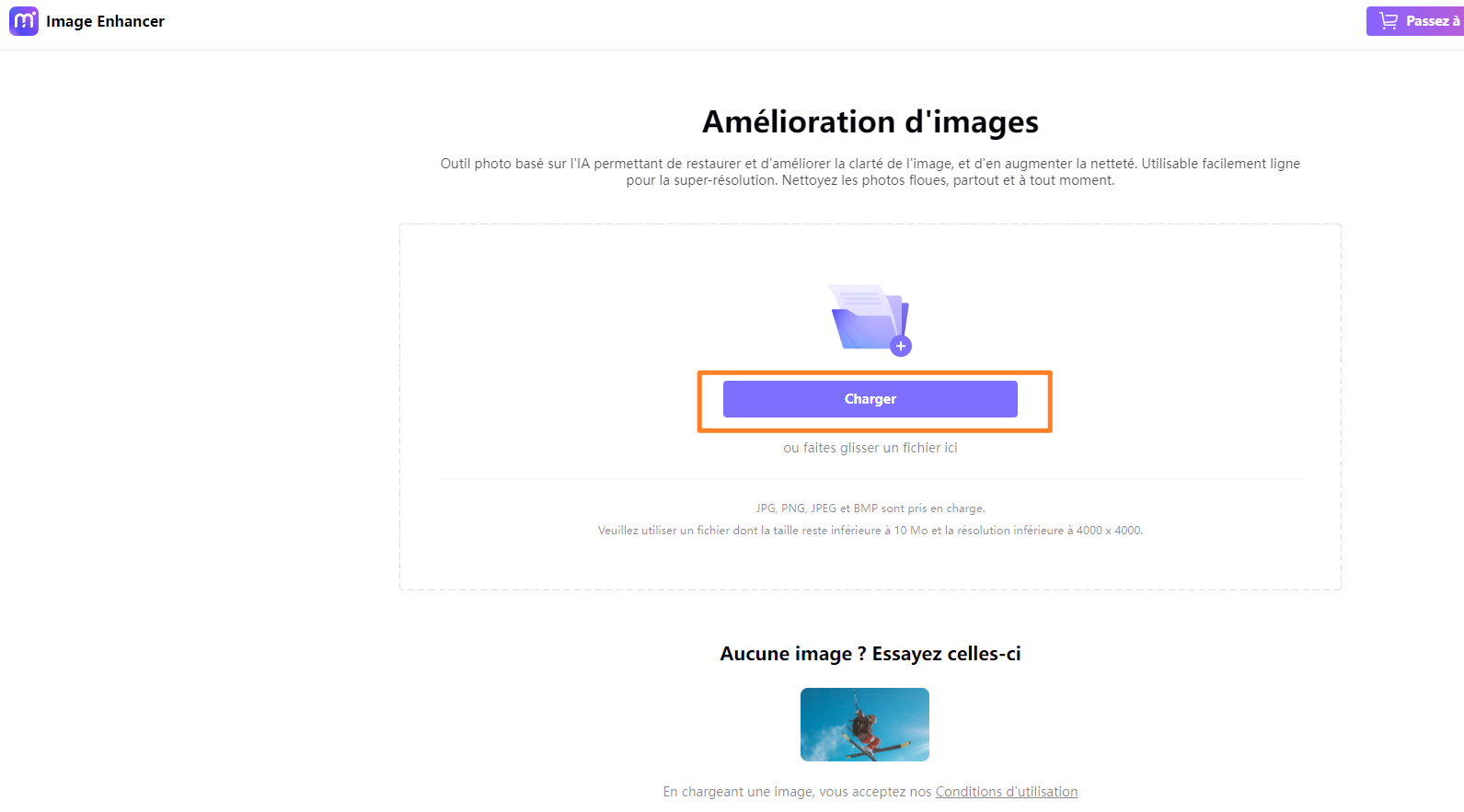 augmenter les pixels de l'image avec media io étape 1