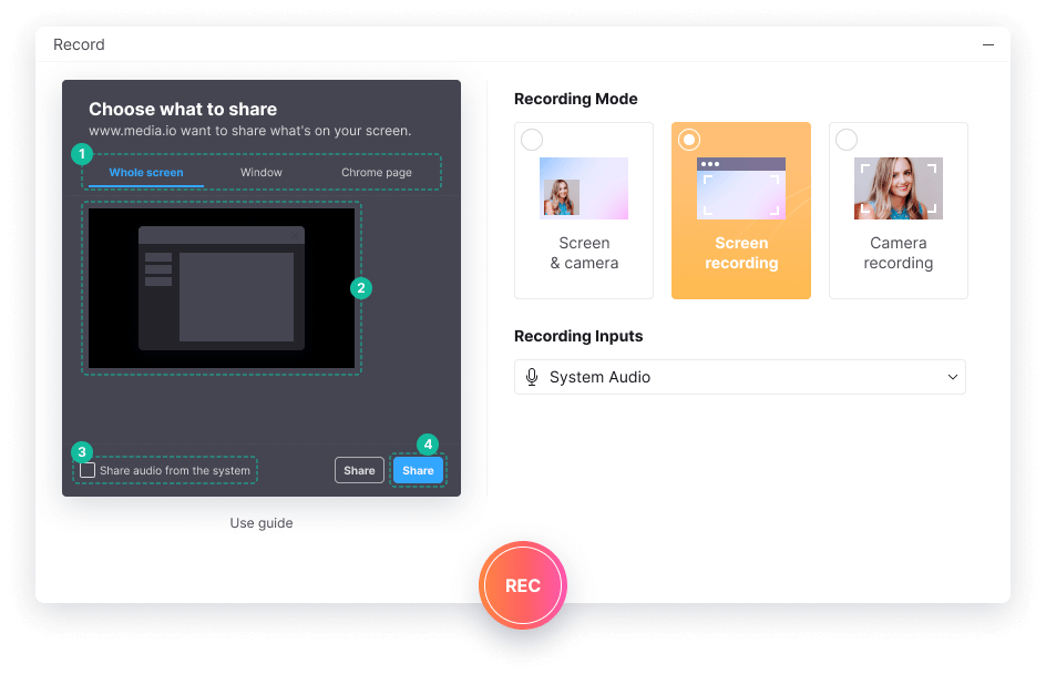 set up media.io screen recorder to capture zoom meeting video