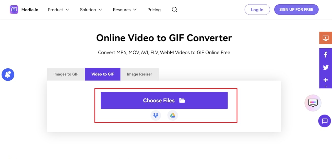 Conversor gratuito de vídeo para Gif - Converta MP4 para Gif