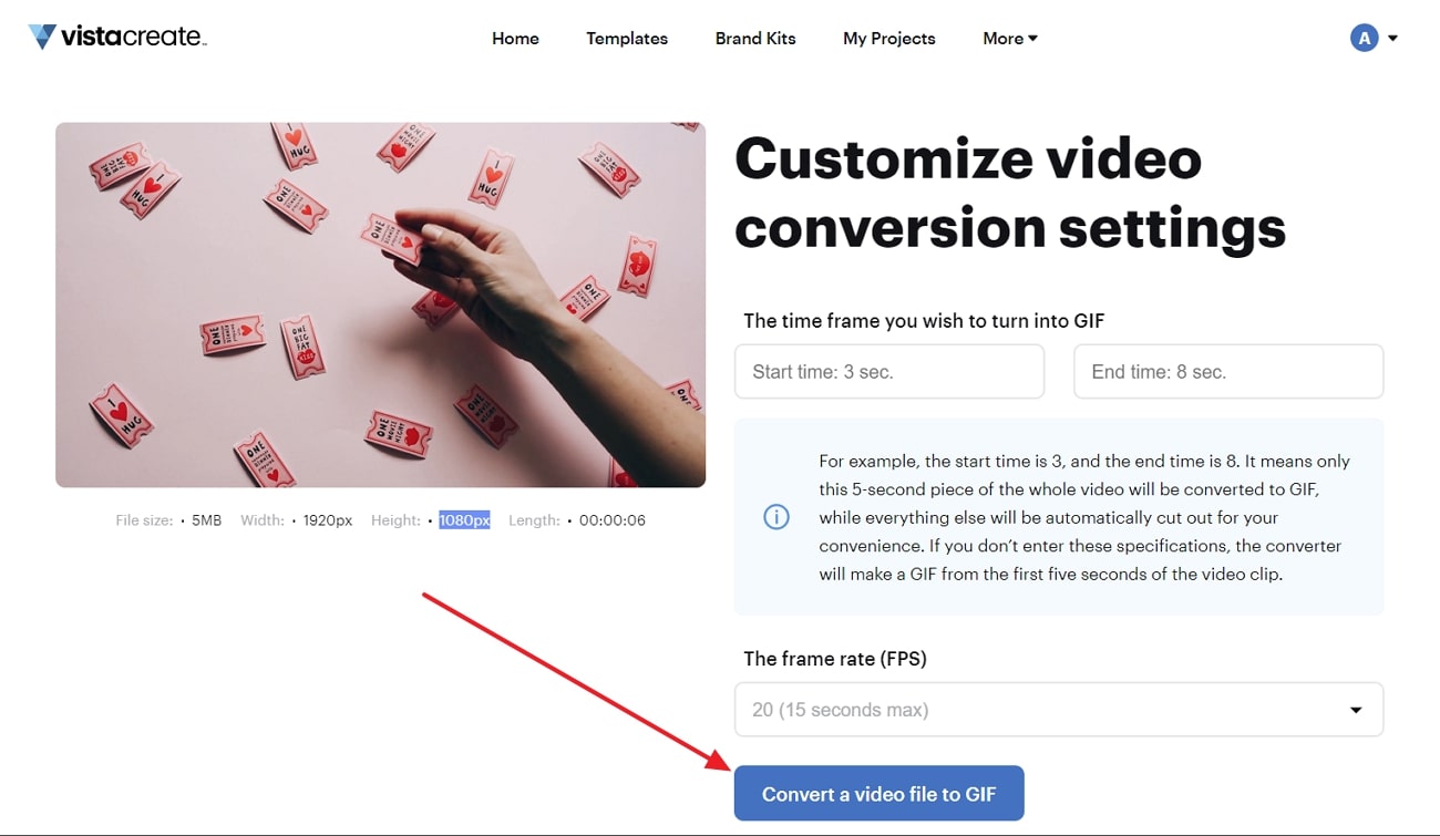 hit convert a video file to gif