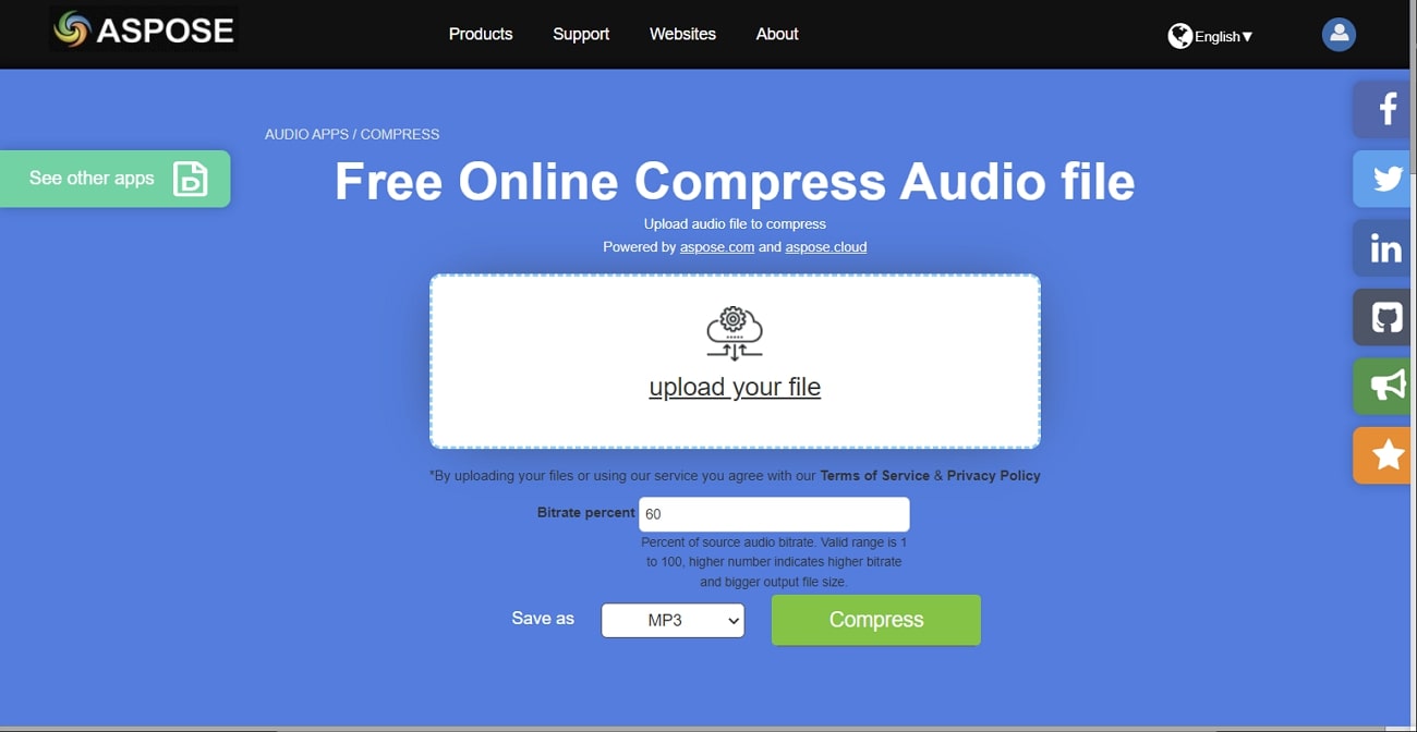 aspose online audio compressor