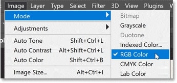 selecting rgb color option