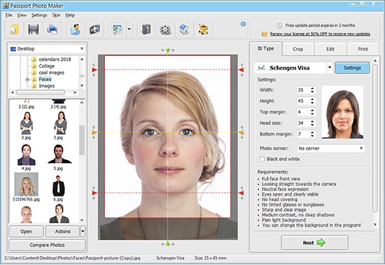 passport photo maker 9.35 main window