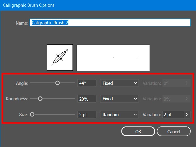 change brush settings