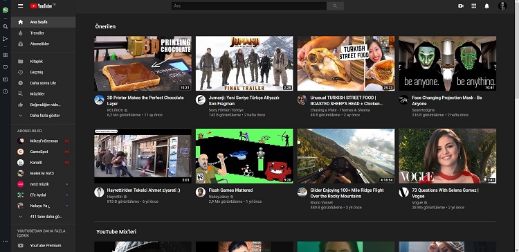 youtube app interface