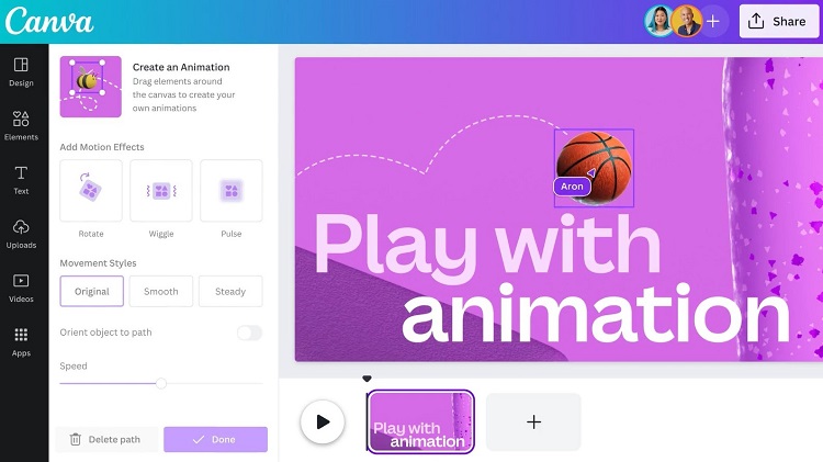 youtube animated video maker example canva interface