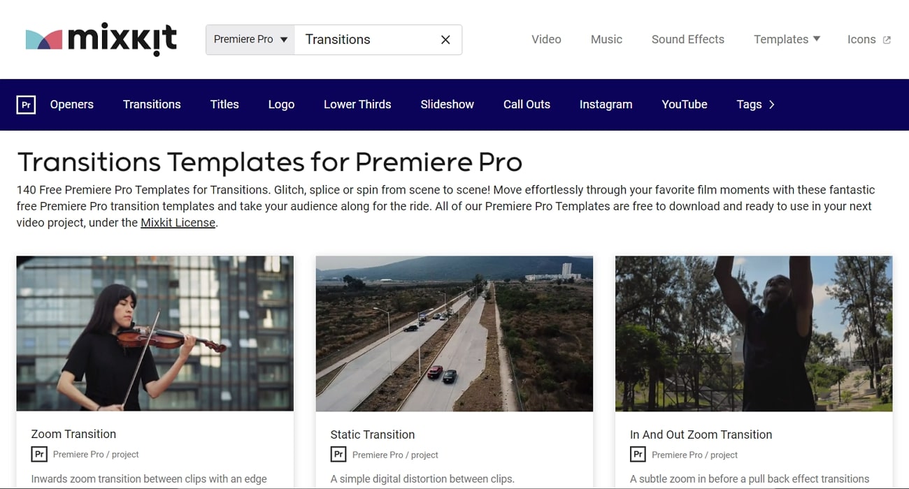 mixkit premiere pro transitions