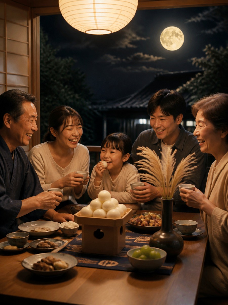 十五夜の家族写真風の作例画像