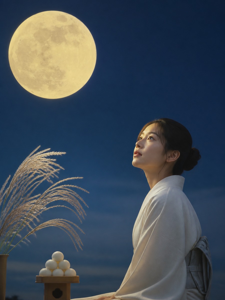月見ポスター風ポートレートの作例画像