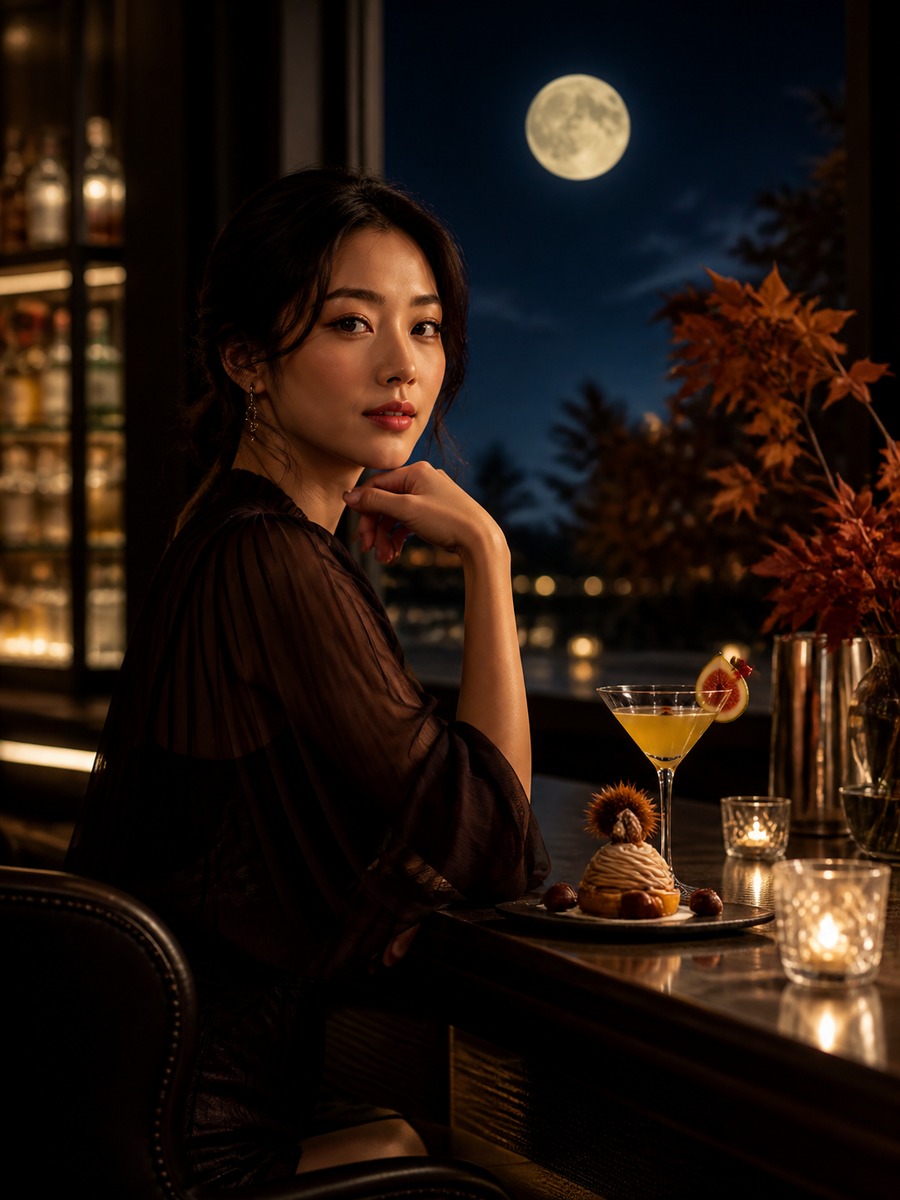月見バーの大人ポートレートの作例画像
