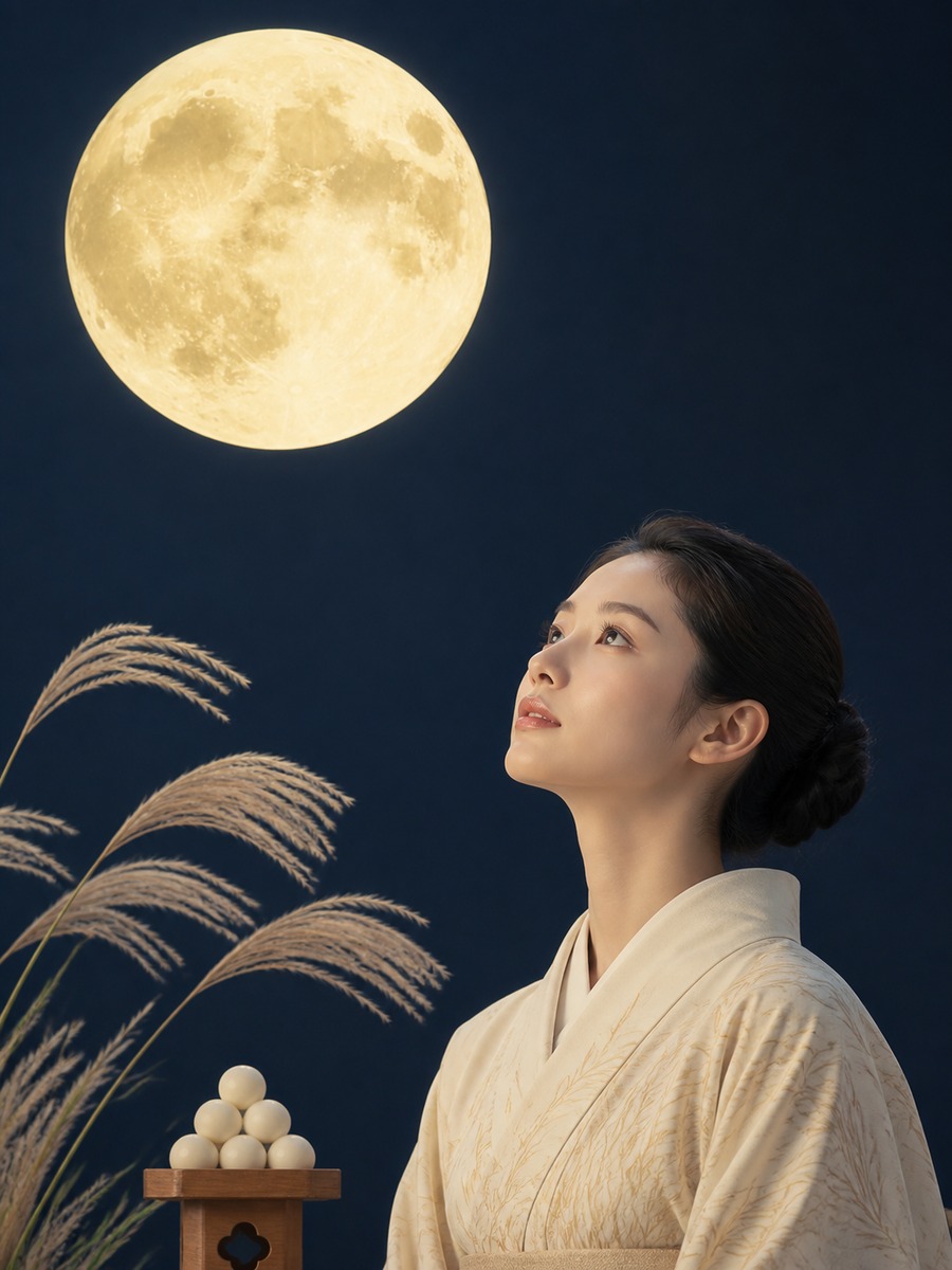 月見ポスター風ポートレートの作例画像