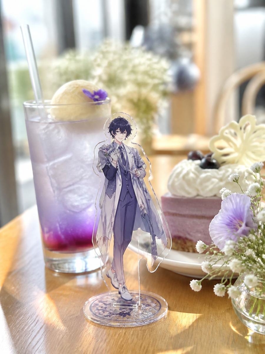 カフェ席の推し活アクスタ写真風の作例画像
