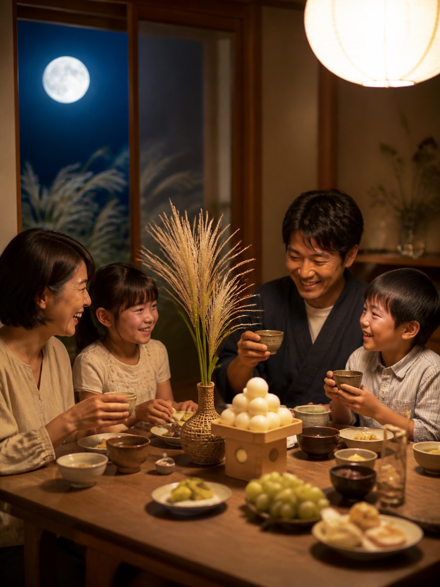 十五夜の家族写真風の作例画像