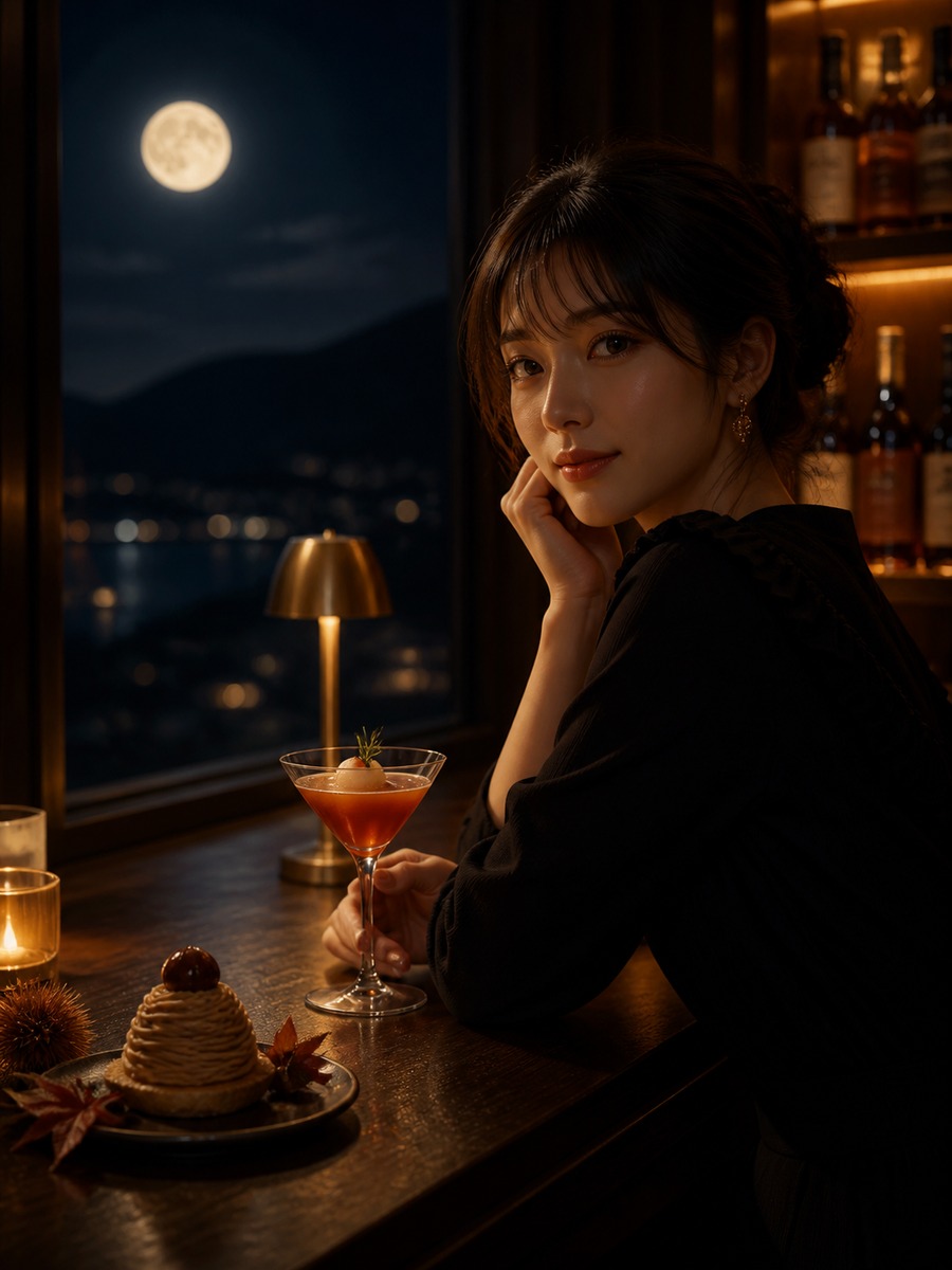 月見バーの大人ポートレートの作例画像