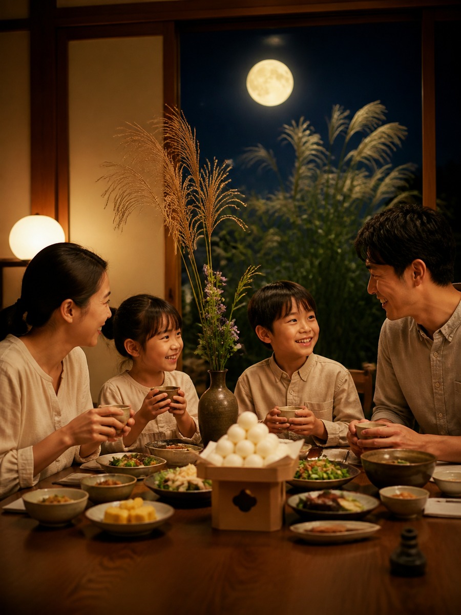 十五夜の家族写真風の作例画像