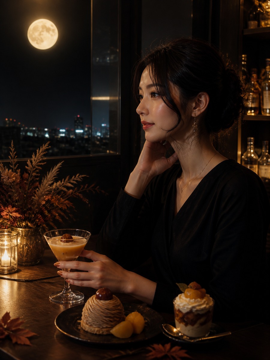 月見バーの大人ポートレートの作例画像