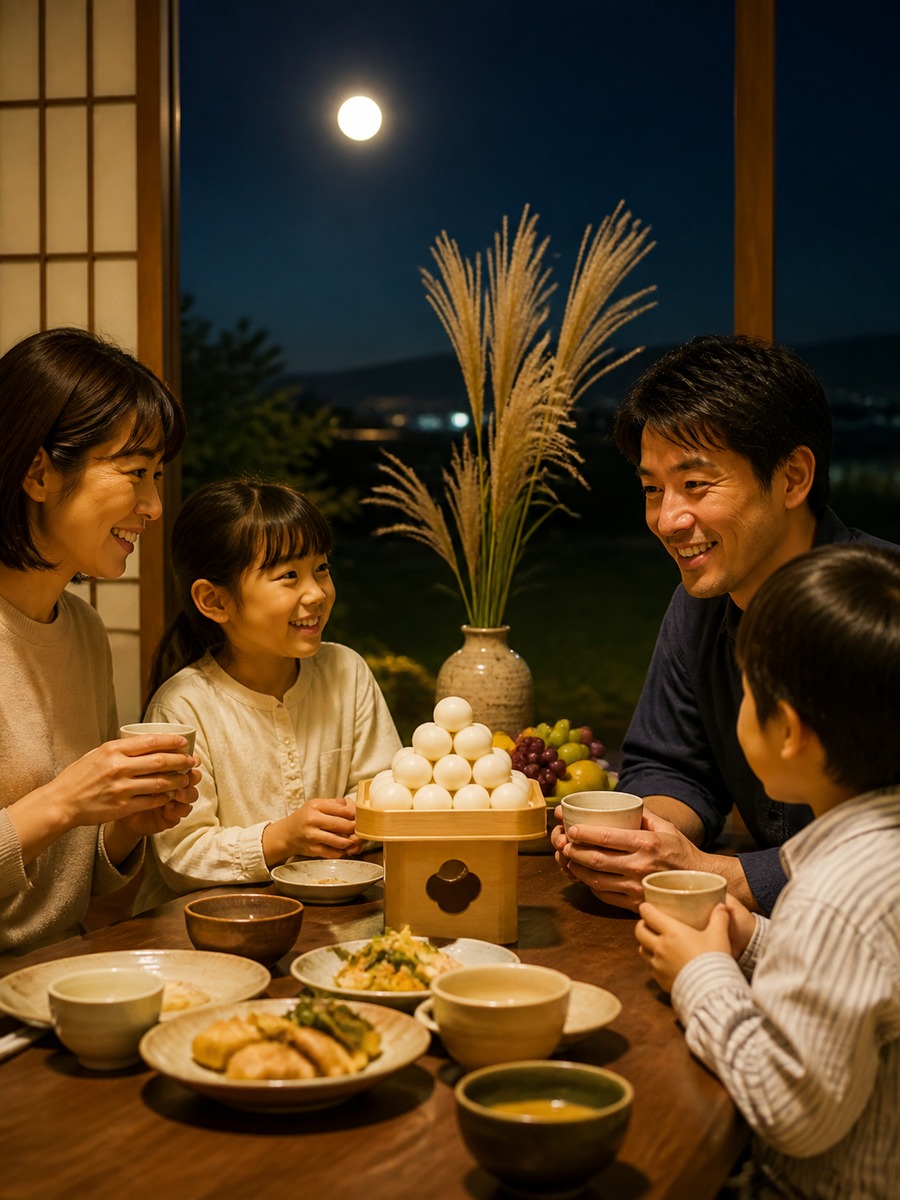 十五夜の家族写真風の作例画像