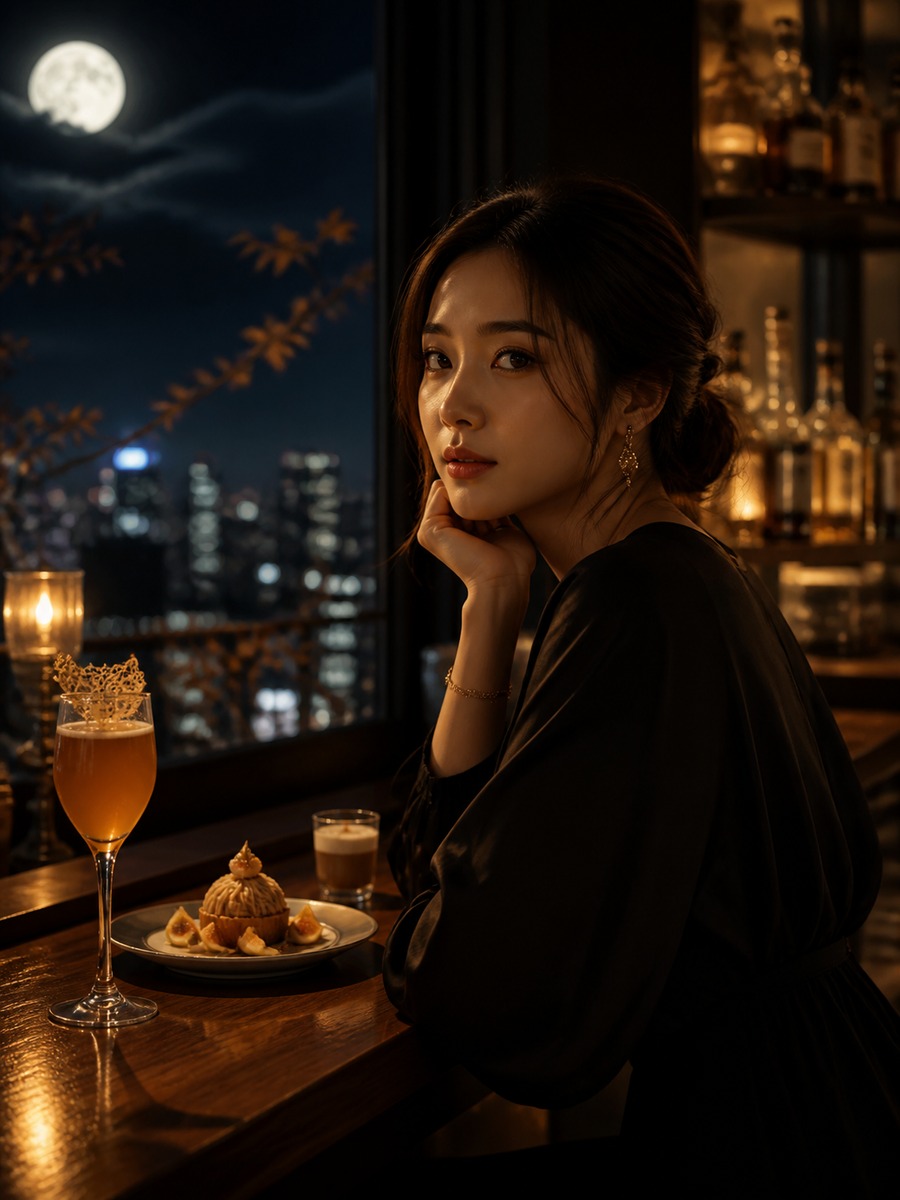 月見バーの大人ポートレートの作例画像