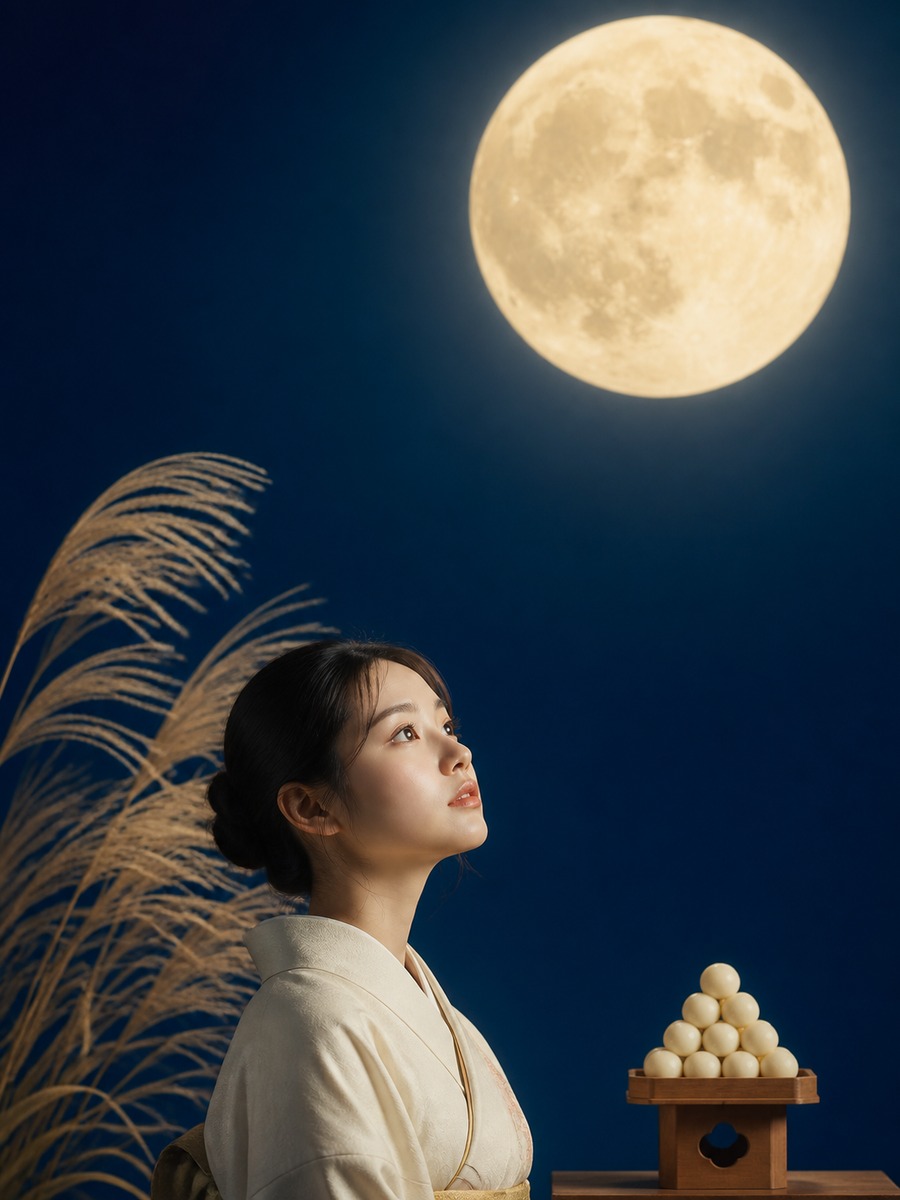 月見ポスター風ポートレートの作例画像