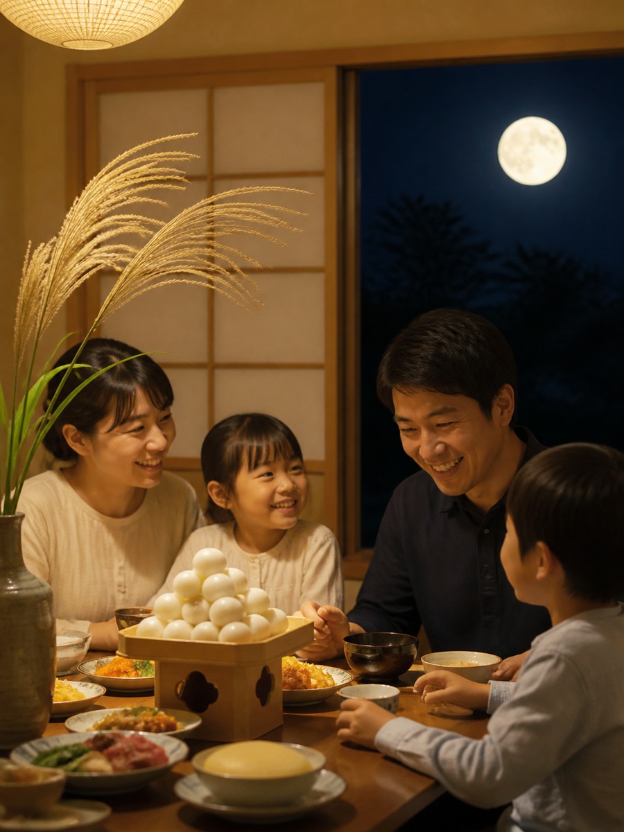 十五夜の家族写真風の作例画像