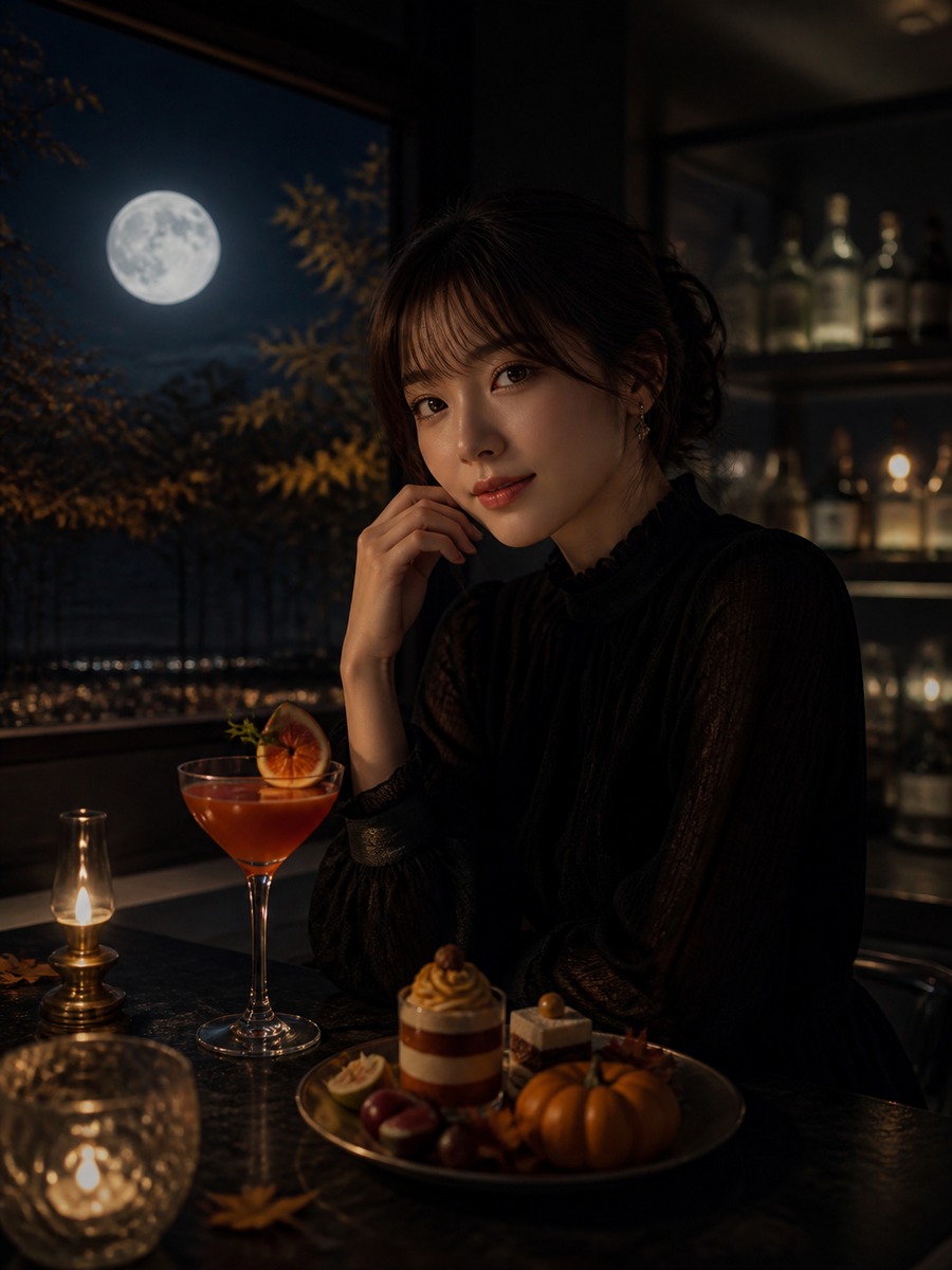 月見バーの大人ポートレートの作例画像