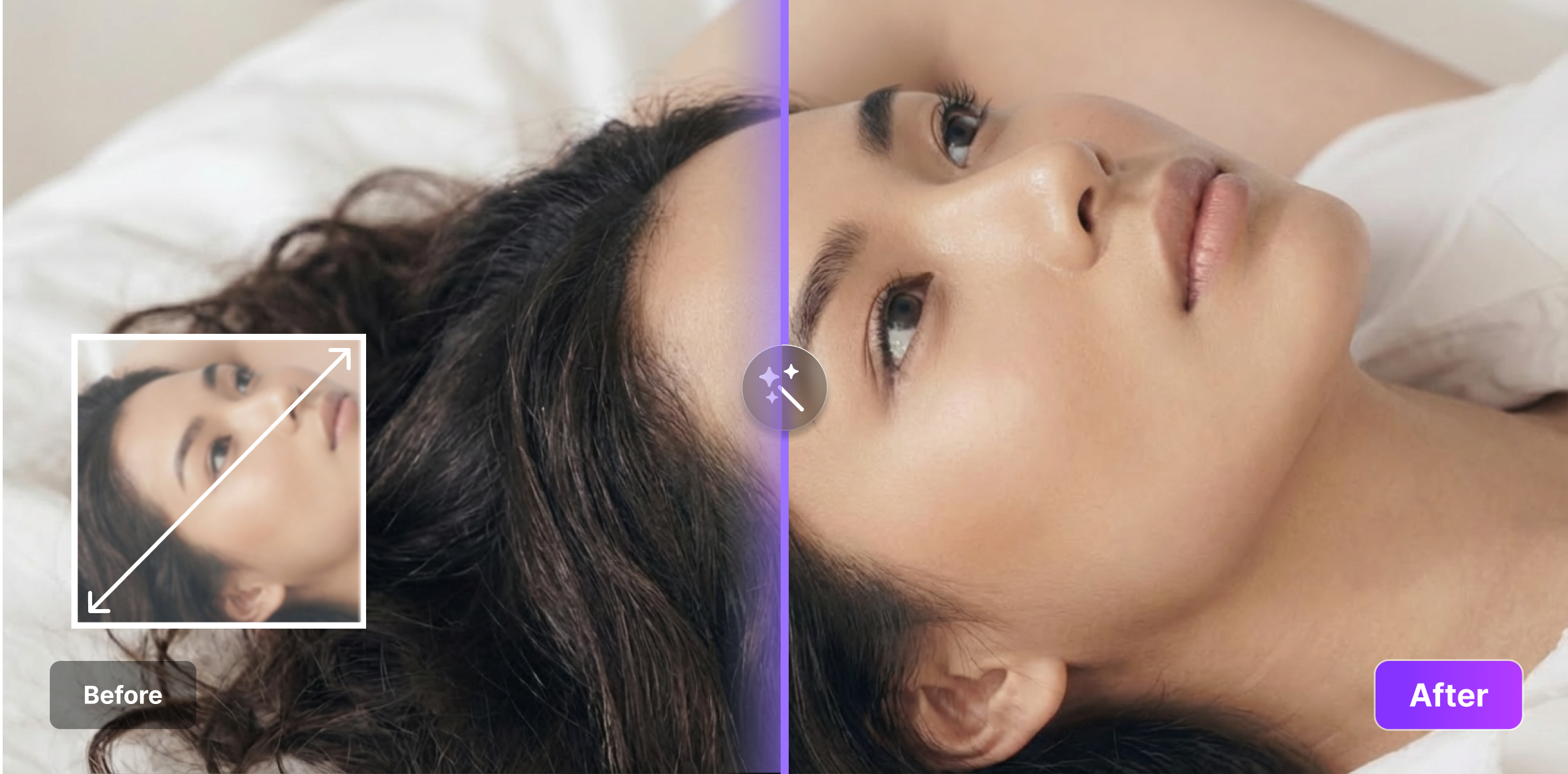 AI photo enhancer and image upscaler before after preview